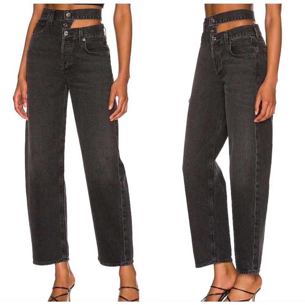 AGOLDE Broken Waistband Jeans Organic Cotton Black Denim Jeans 25